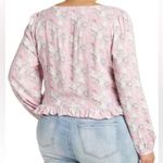 Abound NEW NWT  Cinched Floral Blouse Pink Cream Blue Long Sleeve Crop Top Medium Photo 3