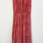 Joie  Chara Midi Dress Boho Bohemian Flowy 100% Silk Pink Tiered Print X-Small Photo 7