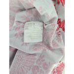 Garnet Hill Green Cotton‎ By  Red White Floral Long Sleeve V Neck Shirt Large Photo 3