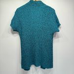 Chico's Chico’s Turquoise Black & Metallic Knit Open Front Short Sleeve Cardigan 1/M Photo 5