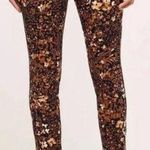 Anthropologie The Essential Slim Trousers Brown Floral Motif Women's 6 Ankle Photo 0