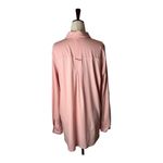 Tyler Boe Shirt Women Large Pink Knit Long Roll Tab Sleeve Button Down Preppy Photo 1