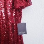 Marina Red Sequin Short Sleeve Cocktail Dress Size 10 Photo 5