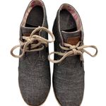 Toms  Espadrille Wedge Ankle Booties Fabric Lace Up Blue Combo 5.5 Photo 2