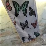 Romwe  Women’s Trendy Contrast Butterfly Print Tapered Fit White Denim Jeans Photo 3