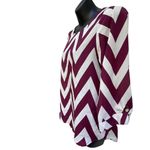 Dina Be Chevron 3/4 Sleeve Silky Burgundy & White Blouse  Women’s S Business Photo 5