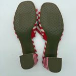 Aerosoles  Entree Red Cream Stripe Canvas Comfort Casual Block Heel Sandal NWB 9 Photo 3