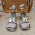 ASOS SIMI LONDON size 10 wide block heeled sandals embellished silver sparkle Photo 3