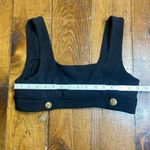 ZARA  Black Textured Ottoman Crop Top Black with Gold Buttons Large Photo 6