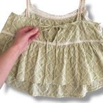 Lalavon Embroidered‎ Sage Green Lace Trim Peplum Tank Top Size Large Photo 5