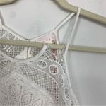 Entro  Eyelet Embroidery Scallop Trim Halter Neck White Dress Size Medium Photo 7