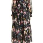 ByTIMO BLACK MULTI Floral Wrap Bodice Long Sleeve Chiffon DRESS SIZE L Size L Photo 1