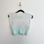 Free People  | Two-Tone V-Neck Cropped Sweater Tank in Mint Blue Photo 1