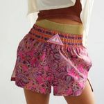 Free People  Movement Pink Next Round Paisley Print Athletic High Waist Shorts Photo 1
