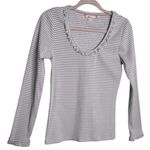 Boden Striped Scoop Rib Frill Jersey Top Size 8 White Photo 4