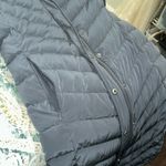 Garnet Hill  Charcoal Puffer Coat with Faux Fur Hood size 10 Photo 4