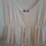 Urban Outfitters UO Out From Under Ivory Y2K Cropped Lace Longsleeve Ribbed Top Large Photo 3