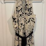 Anthropologie  Elevenses Black White Floral Silk Jumpsuit Photo 3