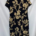 Talbots   100% Silk size 8Petite Cream and Gold FloralSheath Dress Mock Neck Midi Photo 0
