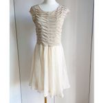 Y2K Knit Metallic gold/cream Womens Dress holiday NYE Sparkle Size Large Photo 4