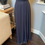 Dessy Collection Metallic Navy Blue Ruffled Sleeve A Photo 3