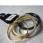 Source Unknown NWT Stackable Mixed Metal/Mesh Black/Gold/Silver Tone 5.5" Grunge Y2K Bracelets Photo 2