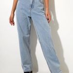 Princess Polly Motel BUM RIPS PARALLEL JEAN IN TONAL LIGHT WASH size S nwot SOLD OUT 13” across Photo 0