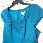 Charter Club NWT Teal Blue Sheath Dress Size 8 Medium Embellished Neckline Photo 3