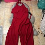 Bebe NWT Red Halter Ruffle Neck Jumpsuit sz 3x Photo 12