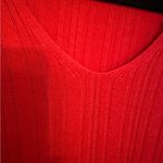 Topshop Red Ribbed Long Sleeve Knit Top Slim Fit V-Neck Shirt Womens Size 0-2 Photo 6