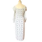 House of Harlow Linen Smocked Bodice Square Neck Floral Cottage Coquette Soft XS White Photo 4