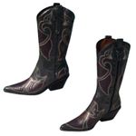 Donald Pliner Western Black Metallic Leather Intricate Stitch Boot New $750 NWT Size 5.5 Photo 3