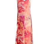 VTG 90s Y2K Silk Floral Print Pink/Multi Watercolor Fairy Cowl Neck Maxi Dress Pink Size 8 Photo 1