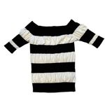 The Limited  Square Neck Wide Striped Black/White Short Sleeve Sweater, Sz S Photo 2