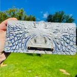 Brahmin  Melbourne Croc Embossed Leather Wallet Blue Gray Snap Closure Photo 5