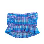 Free People NWT  Henrietta Tube Top plaid Printed Button Smocked Ruffle Crop XS Photo 3