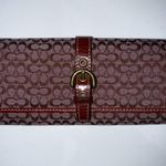Coach Vintage  Wallet Checkbook‎ Document Holder Burgundy Buckle Jacquard Q Photo 0