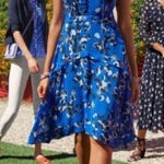 CAbi  #5576 Untamed Electric Blue Floral Dress‎ Asymmetrical Sleeveless Size Med Photo 0