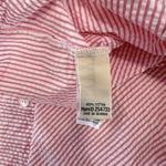 LL Bean Pink Stripe 3/4 Sleeve Button Up Cotton Seersucker Shirt Size MEDIUM Photo 8