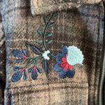 Driftwood  Brown Plaid Jacket with Floral Embroidery Photo 2
