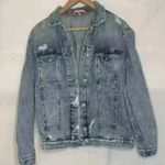Free People  Distressed Oversized Denim vintage style Jacket XS Photo 0