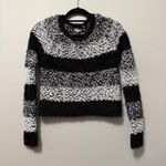 Eyeshadow Black and White Striped Eyelash Popcorn Crewneck Crop Sweater Size S Photo 2