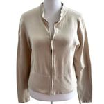 Eileen Fisher Tan Cropped Zip Up Cotton Blend Stretch Cardigan Sweater Small Photo 0