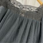 Vintage Sears Large 70's Muslin Lace Cottagecore Tiered Ruffle Maxi Dress Boho Black Photo 2