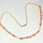 Elegant Vintage Cream and Orange Beaded Boho Necklace Photo 0
