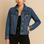 Dressbarn XL Fitted Denim Jean Jacket Womens Button Front Long Sleeve Blue Photo 0