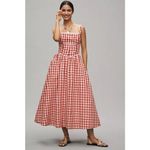 WAYF 💕 x Styled Coco!💕 Gracie Gingham Linen-Blend Midi Dress Red Gingham XL NWT Photo 2