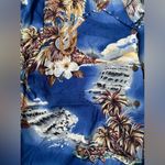 Vintage Hilo Hattie blue pal trees Hawaiian print button down blouse, size XS Photo 2