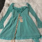 Oh Polly  Light Blue Beaded Long Sleeve Dress Photo 5