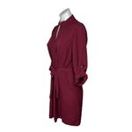 Studio M Red Half Sleeve Tie Belt Mandarin Monk Collar Shirt Knee Length Dress S Photo 1